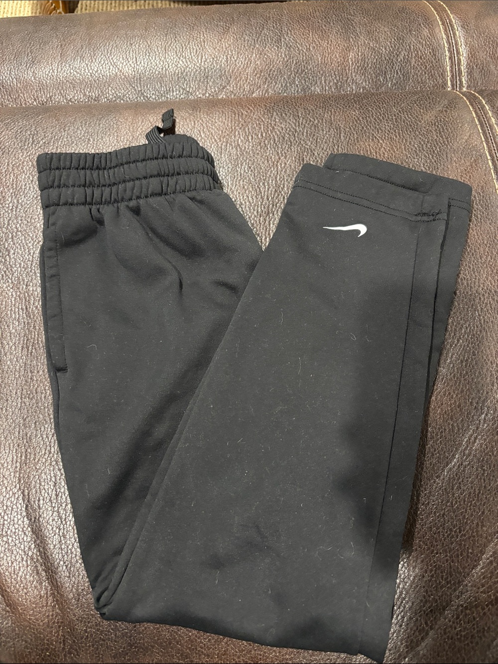 Nike Black Kids' Jogger Sweatpants with White Swoosh